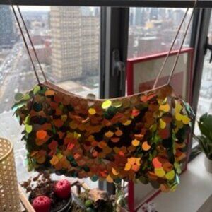 ZARA Mirrored Sequin Disc Crop Top